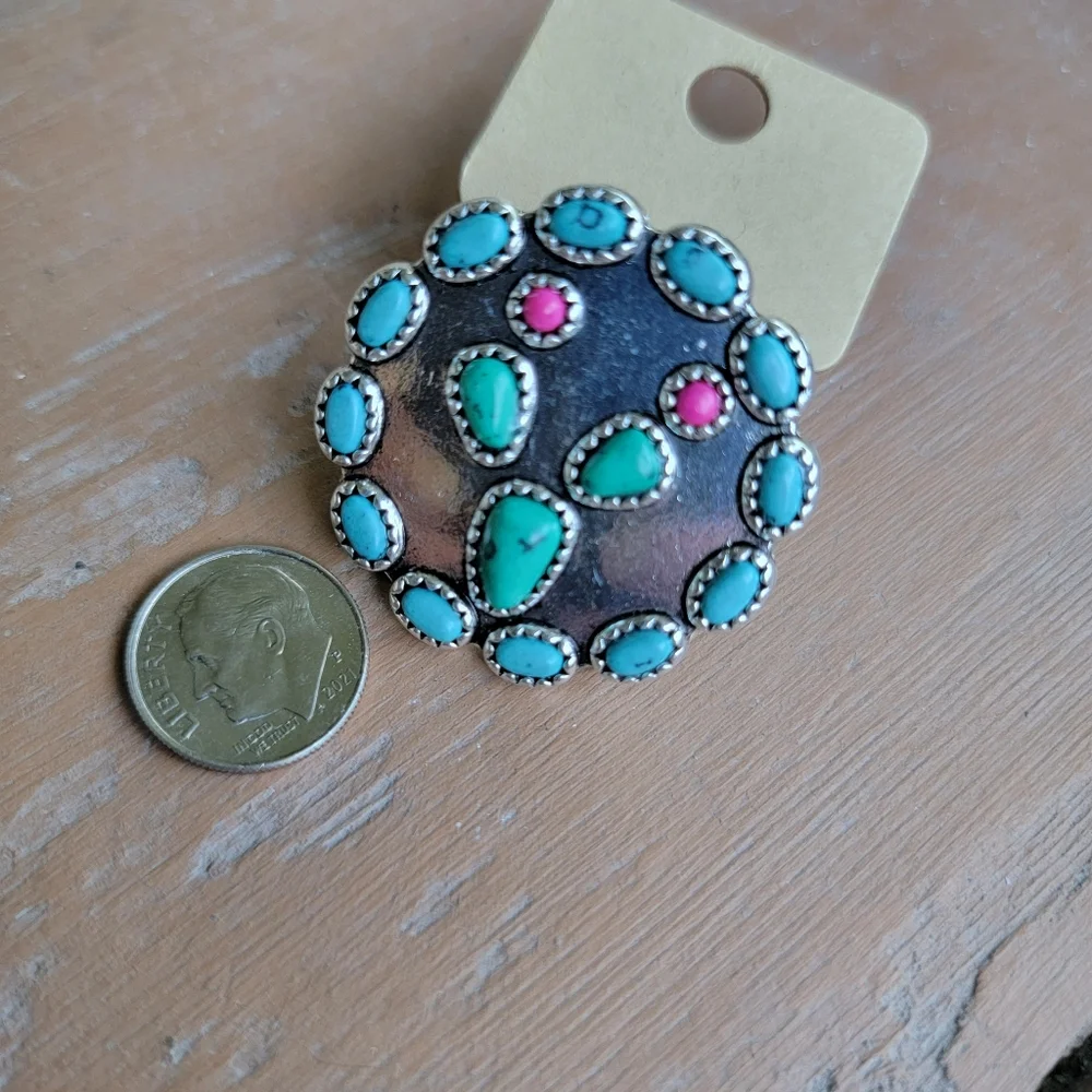 Cactus Turquoise Beaded Free Spirit Boho South Western People ring nwt